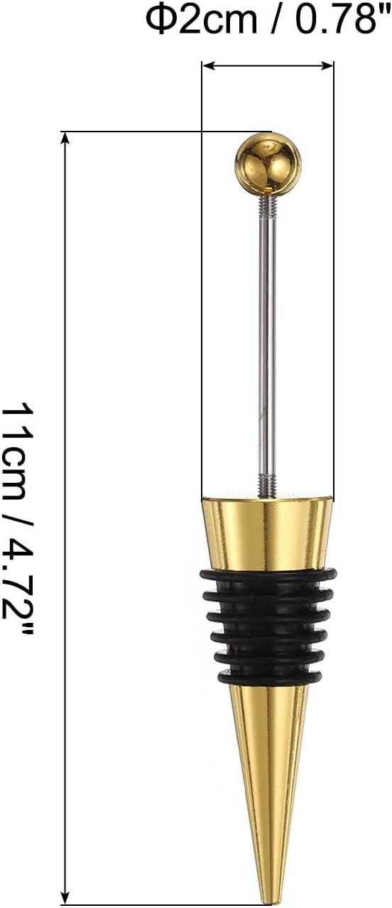 uxcell 10 Pcs Bead Wine Bottle Corks, Wine Stopper Cork, Wine Stopper, Reusable Wine Bottle Corks Sealing Plug Bottle for Beverage Holiday Party Bar,Gold/Black