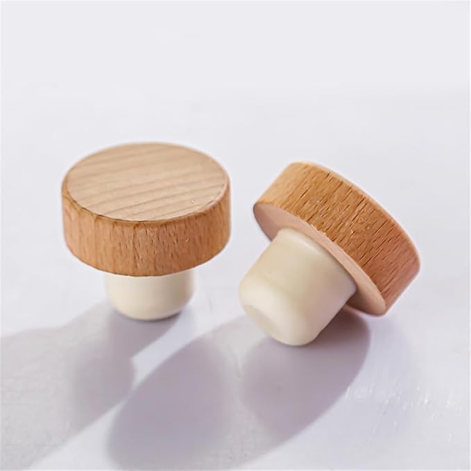 8-Piece Wine Bottle Stopper T-Shaped Bottle Stopper, Reusable Wine Bottle Stopper, Wooden And Rubber Bottle Stopper, Sealing Stopper, Beer Bottle Stopper Process, 1.2*0.86 inch