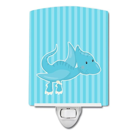 Caroline's Treasures BB8926CNL Dinosaur Blue #2 Ceramic Night Light Compact, UL-Certified, Ideal for Bedroom, Bathroom, Nursery, Hallway, Kitchen, 6x4x3, Multicolor