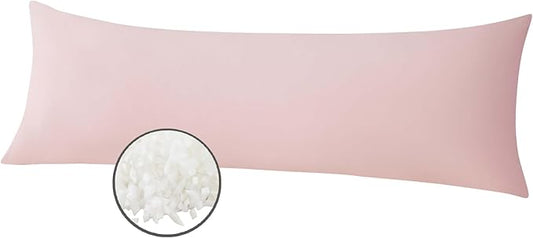 WhatsBedding Memory Foam Body Pillow for Adults, Long Body Pillow for Sleeping, Full Body Pillow for Bed (Removable Cotton Jersey Knitted Cover) - Pink