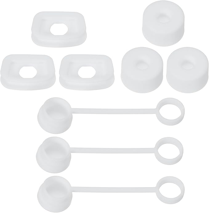 PATIKIL Silicone Spill Stopper for Straw Cup 2.0 40oz/ 30oz, Set of 9 Tumbler Accessories Including 3 Straw Cover Cap, 3 Square Spill Stopper and 3 Round Leak Stopper, White