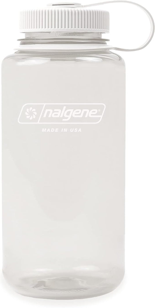 Nalgene Monochrome BPA-Free Recycled Reusable Water Bottle for Backpacking, Hiking, Gym - 32 oz Shatterproof, Cotton