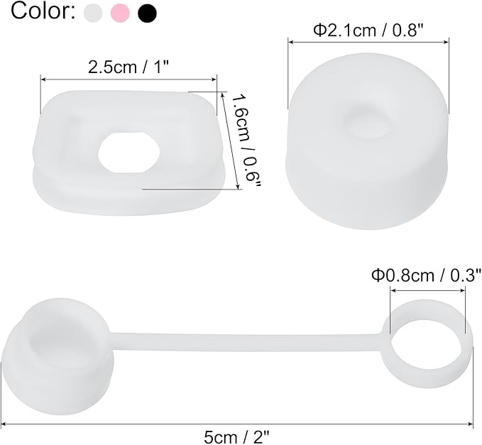 PATIKIL Silicone Spill Stopper for Straw Cup 2.0 40oz/30oz, Set of 9 Tumbler Accessories Including 3 Straw Cover Cap, 3 Square Spill Stopper and 3 Round Leak Stopper, White/Black/Pink