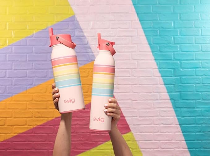 Swig Life 26oz Insulated Water Bottle with Straw & Flip + Sip Handle | Leak Proof, Dishwasher Safe, Cup Holder Friendly, Stainless Steel Water Bottle (Get Crackin)