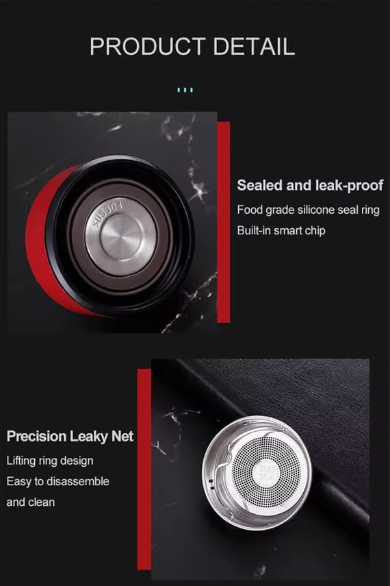 Smart Stainless Steel Water Bottle with LED Temperature Display, 16oz (480ml), Double Wall, Reusable Tumbler (Black)