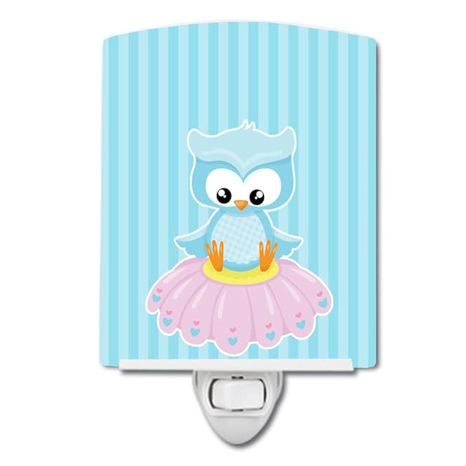 Caroline's Treasures BB9046CNL Girl Bird on Blue Ceramic Night Light Compact, UL-Certified, Ideal for Bedroom, Bathroom, Nursery, Hallway, Kitchen, 6x4x3, Multicolor