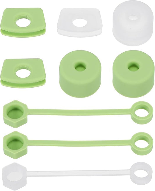 PATIKIL Silicone Spill Stopper for Straw Cup 1.0 2.0 40oz/ 30oz, Set of 9 Tumbler Accessories Including 3 Straw Cover Cap, 3 Square Spill Stopper and 3 Round Leak Stopper, Clear/Green