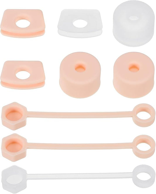 PATIKIL Silicone Spill Stopper for Straw Cup 1.0 2.0 40oz/ 30oz, Set of 9 Tumbler Accessories Including 3 Straw Cover Cap, 3 Square Spill Stopper and 3 Round Leak Stopper, Clear/Pink