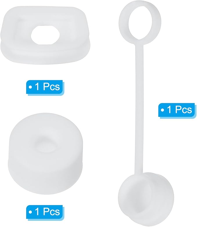 PATIKIL Silicone Spill Stopper for Straw Cup 1.0 40oz/ 30oz, Set of 3 Tumbler Accessories Including 1 Straw Cover Cap, 1 Square Spill Stopper and 1 Round Leak Stopper, White