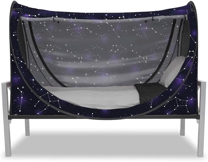 Privacy Pop up Eclipse Bed Tent Bed Drapes (Starry Constellation, Queen)