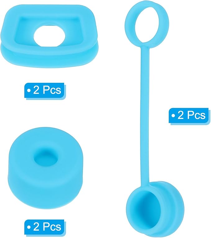 PATIKIL Silicone Spill Stopper for Straw Cup 1.0 40oz/ 30oz, Set of 6 Tumbler Accessories Including 2 Straw Cover Cap, 2 Square Spill Stopper and 2 Round Leak Stopper, Blue
