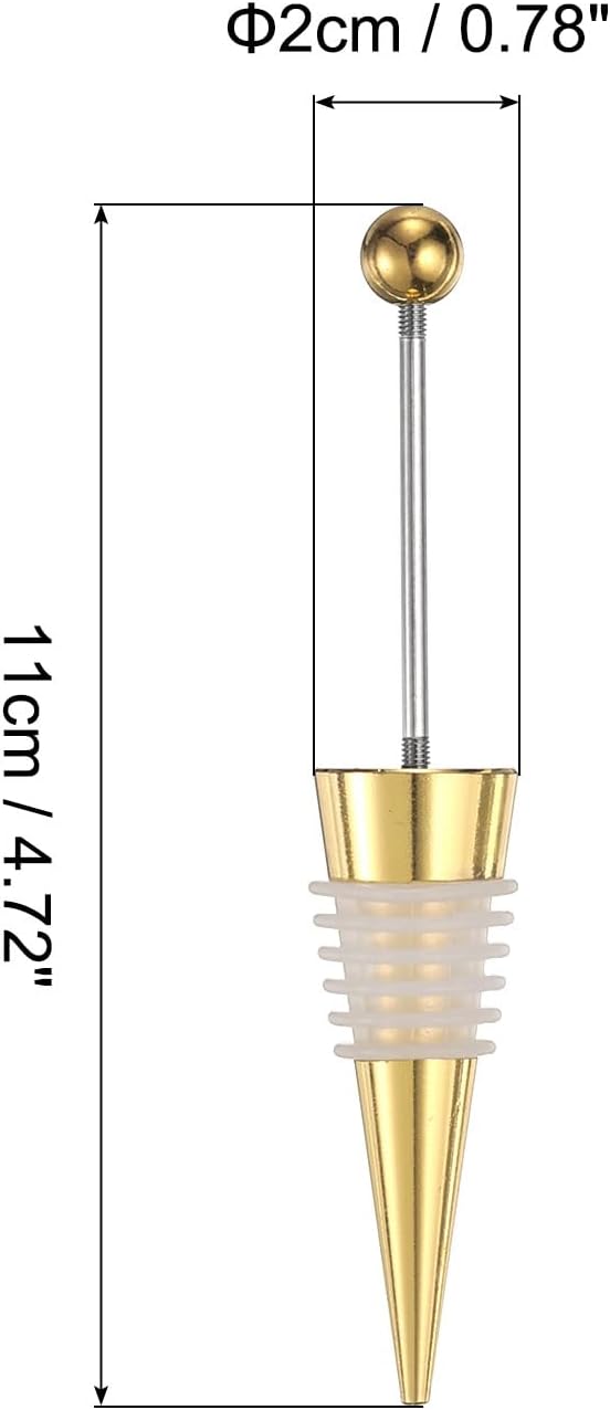 uxcell 10 Pcs Bead Wine Bottle Corks, Wine Stopper Cork, Wine Stopper, Reusable Wine Bottle Corks Sealing Plug Bottle for Beverage Holiday Party Bar,Gold/White