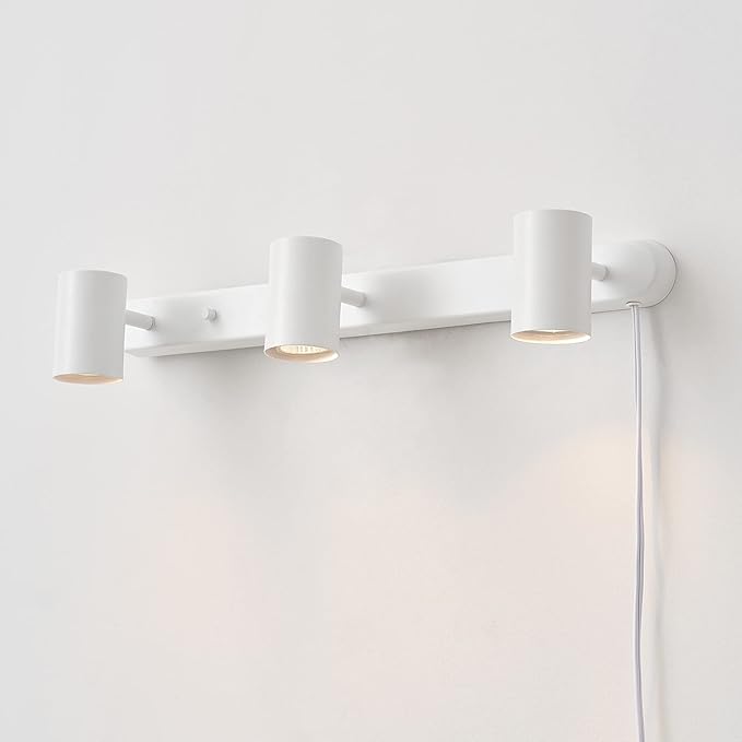 Globe Electric 60024 22" 3-Light Plug-in Track Lighting, Matte White, 15 Foot Cord, in-Line On/Off Rocker Switch, Kitchen, Bathroom, Home Essentials, Ceiling Light, Dorm, Dining Room, Hallway