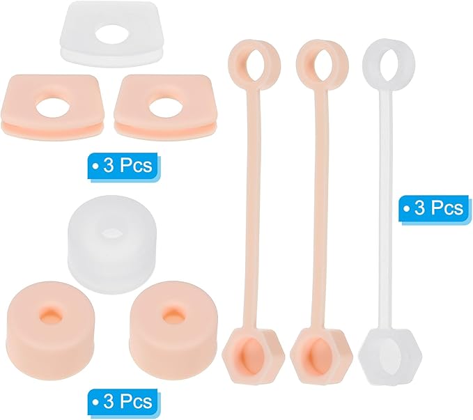 PATIKIL Silicone Spill Stopper for Straw Cup 1.0 2.0 40oz/ 30oz, Set of 9 Tumbler Accessories Including 3 Straw Cover Cap, 3 Square Spill Stopper and 3 Round Leak Stopper, Clear/Pink