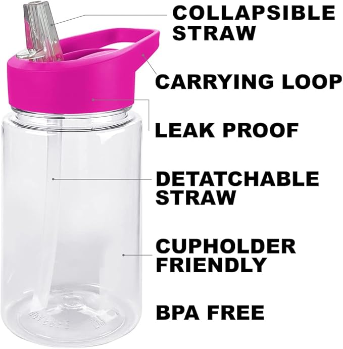 LOGOVISION PJ Masks Kids Tritan Plastic Water Bottle with Straw Lid and Handle, Reusable Tumbler for Toddlers, Unisex for Girls and Boys, 12oz, Big Owlette