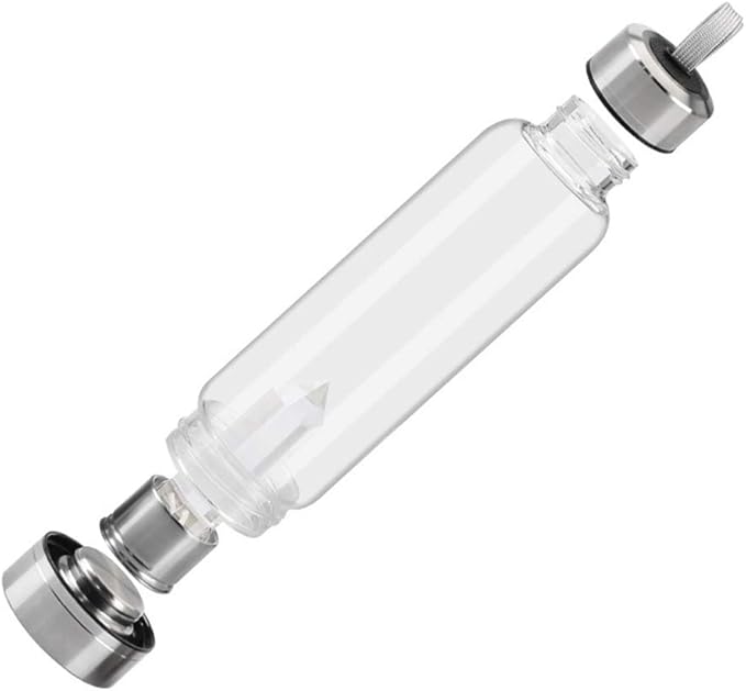 Crystal Glass Water Bottle, Glass Water Bottle with Changeable Natural Crystal Center, Quartz Gemstone Water Bottle for Natural