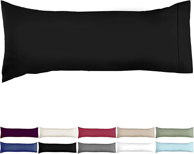Soft Body Pillow Cover/Pillowcases 60 x 21 Inch, WINKAURA Premium Unique Long Pillow Case for Bed Fits 54x20 Pillow, Envelope Closure, Stylish Wrinkle and Stain Resistant,Black