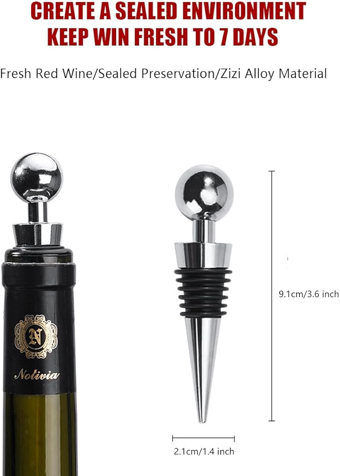 Seal Wine Stoppers, 4-Pack - Durable Silicone & Stainless Steel Wine Bottle Corks, Reusable & Leakproof, Keeps Wine Fresh, Fits Standard Bottles (Silver)