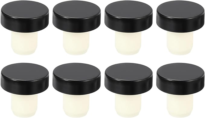 uxcell 8Pcs T-shaped Stoppers, 0.63inch Dia Cork Wine Stopper Reusable Wine Bottle Corks Sealing Plug for Wine Beer Beverage Bottle Crafts, Black