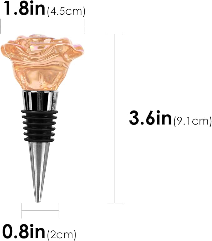 SHIDOW Rose Wine Bottle Stopper, Wine Bottle Stopper Rose Gold, Holiday Party, Wedding Birthday Party Decor Wine Stoppers Wine Lovers Funny Gifts, Wedding Bridal Shower Supplies (2 Pcs, Rose Gold)