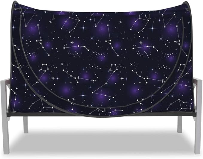 Privacy Pop up Eclipse Bed Tent Bed Drapes (Starry Constellation, Twin)