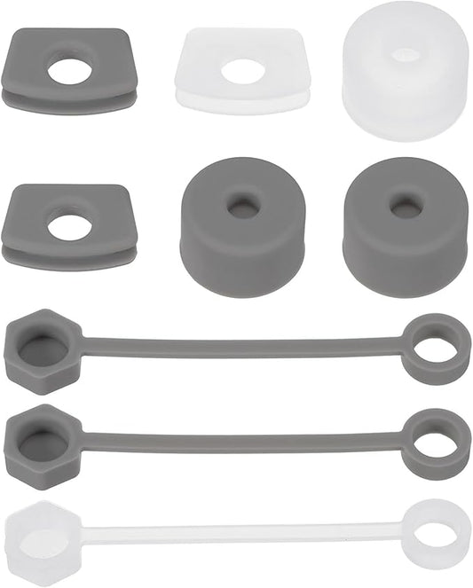 PATIKIL Silicone Spill Stopper for Straw Cup 1.0 2.0 40oz/ 30oz, Set of 9 Tumbler Accessories Including 3 Straw Cover Cap, 3 Square Spill Stopper and 3 Round Leak Stopper, Clear/Grey