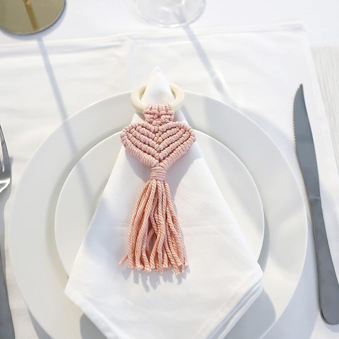 Hanging Handmade Weaving Love Pendant Car Ornament Modern Home Decoration Accessories Hanging Pendant for Bedroom Nursery Room (Pink)