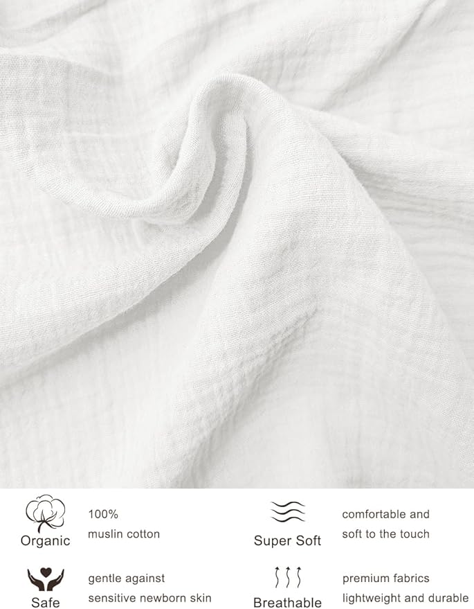 White Crib Sheets Cotton, 28" x 52" Baby Crib Sheets for Standard Crib Mattress, Soft and Breathable Neutral Cotton Crib Sheets (46C-12)