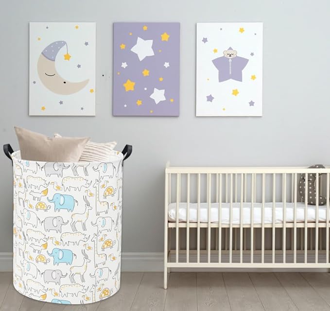 Animal Baby Laundry Basket Baby Hamper Kids Toy Storage Bin for Boys Room Decor Baby Nursery Hamper Gift Baskets for Bedroom Bathroom(Animal)
