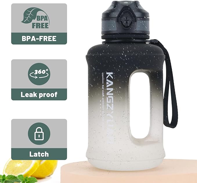 Mini Gallon Kids Water Bottle - 23oz, Small Durable for School, BPA-Free, Tritan, Leak-Proof, Wide-Mouth, Sports, & Outdoors - Designs for Boys & Girls (Black)