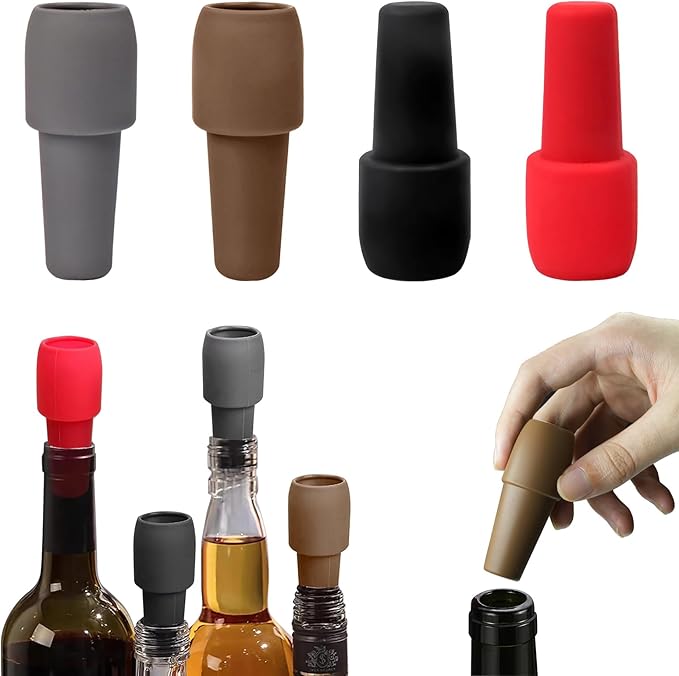 Reusable Wine Bottle Stopper, 8pcs Sparkling Wine Stoppers for Wine Bottles Silicone Wine Bottle Caps, Reusable and Unbreakable Sealer Covers for Keeping Wine Champagne Fresh