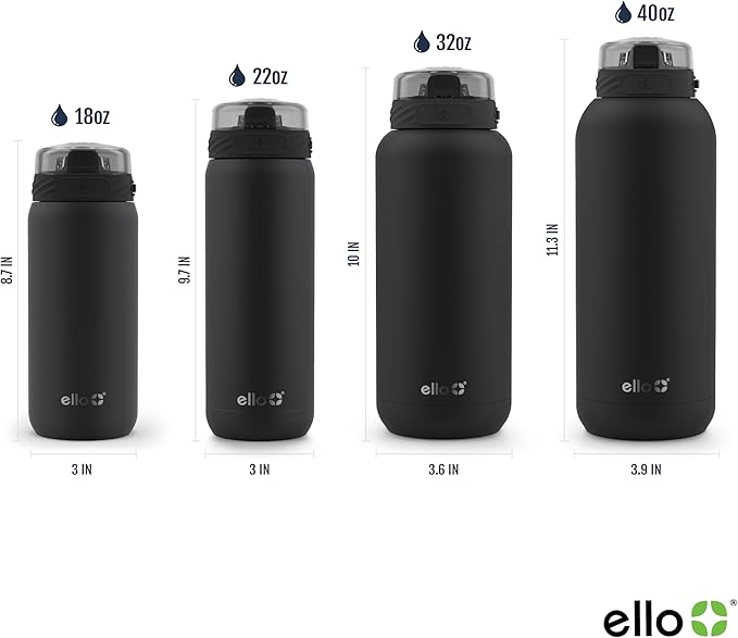 Ello Cooper 22oz Stainless Steel Water Bottle Vacuum Insulated with Straw and Carry Handle, Leak Proof Locking Lid with Soft Silicone Spout, Fits Car Cupholder, Dishwasher Safe, Acorn Squash