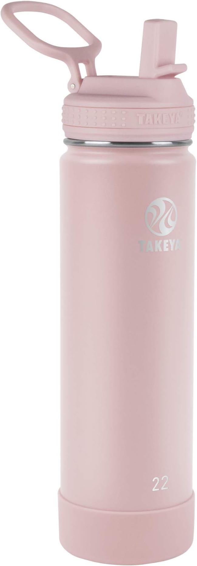 Takeya Actives 22 oz Vacuum Insulated Stainless Steel Water Bottle with Straw Lid, Premium Quality, Blush