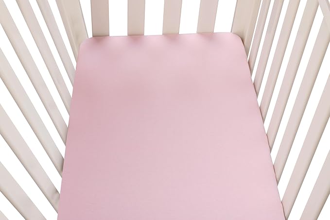 Bassinet Sheets Compatible with Ingenuity Bedside Baby Bassinet and Regalo Basic Baby Bassinet(Small), 2 Pack, 100% Jersey Knit Cotton 190GSM, Ultra Soft Breathable, Floral and Pink