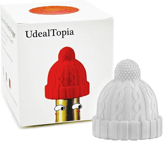 Silicone Wine Bottle Stopper, Reusable Wine Saver to Keep Wine Sealed/Fresh, Fun Wine Stoppers with Knitted Hat Design, Great Choices for Wine Lovers - Standard Bottles Are Applicable(Grey)