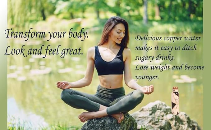 Pure Copper Water Bottle - Handcrafted - Ayurveda health benefits - Large 35 oz - Leak proof, Easy to carry for Sports, Fitness, Yoga, School- Royal Finish White Golden Black Mosaic Enamel