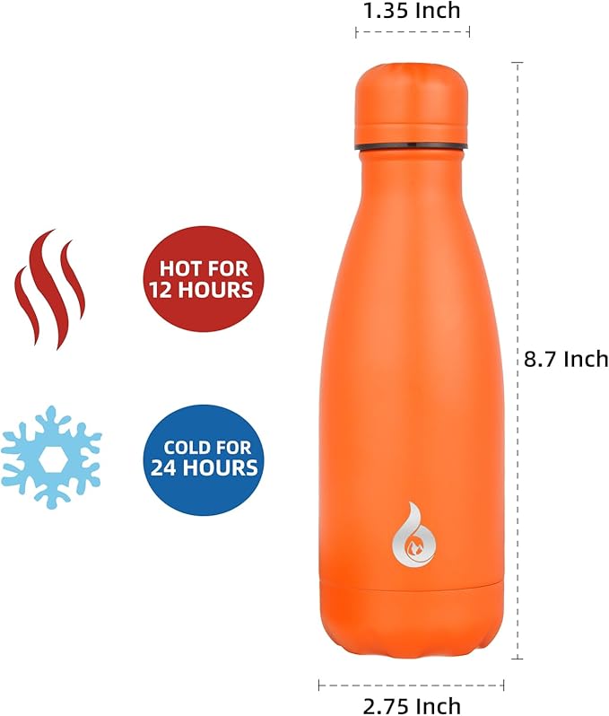 BJPKPK Water Bottle 12oz Stainless Steel Water Bottles Insulated Metal Water Bottle For Travel,Orange