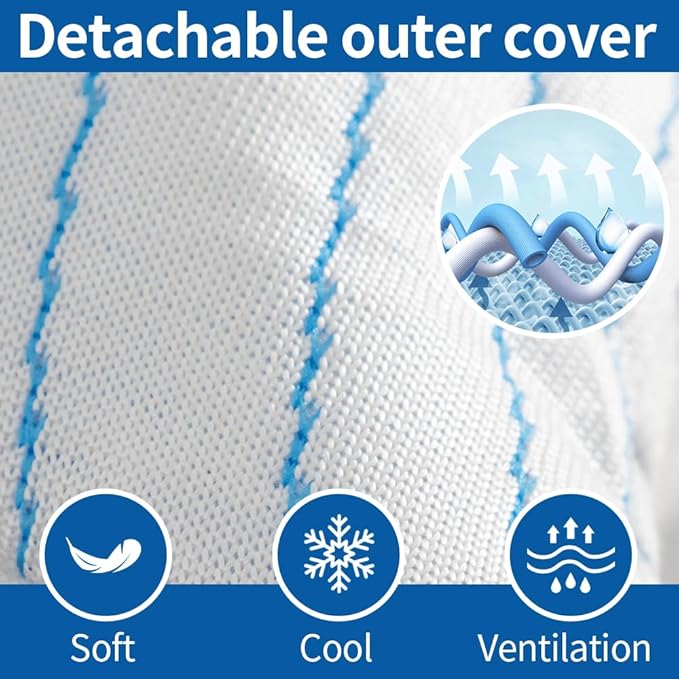 Shredded Memory Foam Pillows Standard Size Set of 2, Cooling Pillows for Sleeping That Stay Cold, Adjustable Firm Pillow for Side Back Stomach Sleepers with Washable Removable Cover