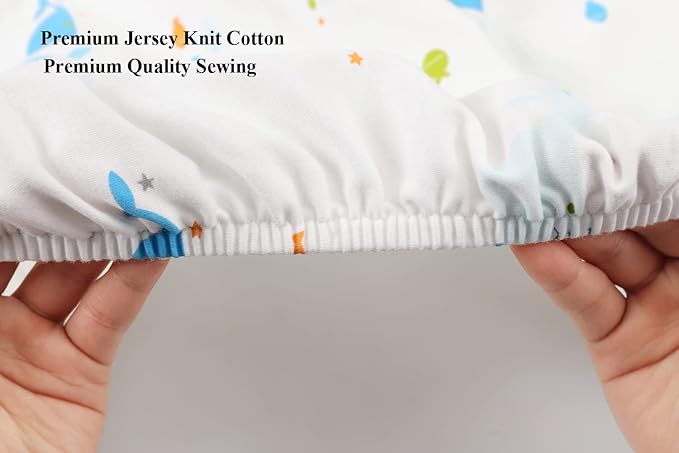Bassinet Sheets Compatible with Maxi-COSI Iora/Swift Lightweight Portable Bassinet, Angelbliss Bassient, 2 Pack, 100% Jersey Knit Cotton 190GSM, Ultra Soft Breathable, Dolphin and Whale