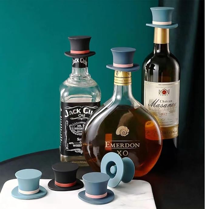 Silicone Wine Stopper, Fun Magic Hat Shaped Cap Seals Bottle, Keeps Wine Fresh, Cute Wine Accessories, Seasoning Bottle Stopper, Seal Safety Gadgets, 3 Pack