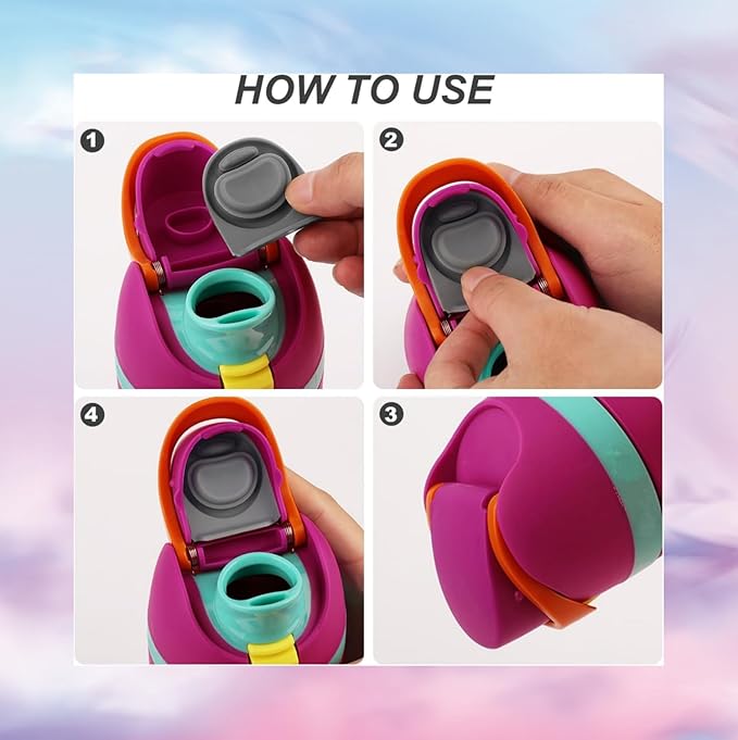 4pcs Replacement Stopper & Button Compatible with Owala FreeSip, Water Bottle Top Lid Replacement Parts for Owala 19/24/32/40oz BPA-Free Seal Bottle Cap Mouth Stopper Gasket Silicone Plug Accessories