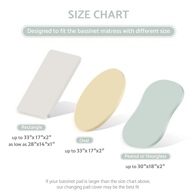 Blissful Diary Muslin Bassinet Sheets for Baby Girls Boys, Boho Soft Cotton Fitted for Oval Hourglass Rectangle Mattress, 2 Pack(Roman Green&Leaf)