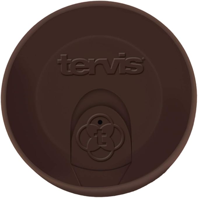 Tervis Travel Lid Made in USA Double Walled Insulated Tumbler Travel Cup Keeps Drinks Cold & Hot, Fits 24oz Tumblers & 16oz Mugs, Brown