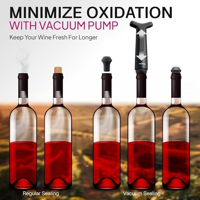 Wine Saver Pump, Includes Wine Preserver And 4 Wine Stoppers For Wine Bottles, Save Your Wine Up To 10 Days.