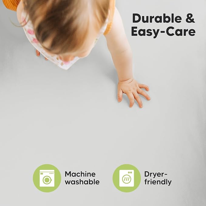 Pack and Play Sheets Fitted, 2-Pack Mini Crib Sheets - Pack N Play Sheets, Organic Fitted Crib Sheet for Pack and Play Mattress, Playard Baby Crib Sheets, Crib Sheets Neutral for Boys (French Gray)