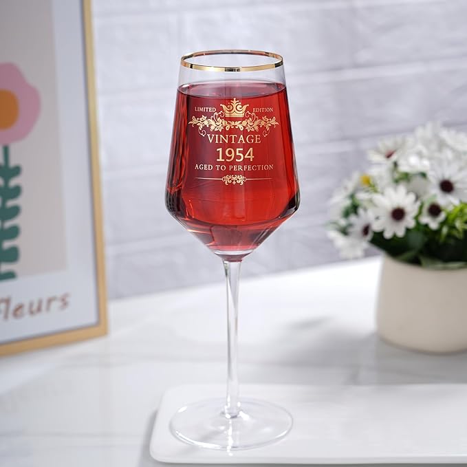 MOMRNTAIL Vintage 1954 70TH Birthday Goblet Gifts, 16OZ Goblet Wine Glass, 70 Year Old Birthday Decorations For Women men, Funny 70 Bday Gifts Idea For Friends, Sister,Dad, Mom - Turning 70 Present