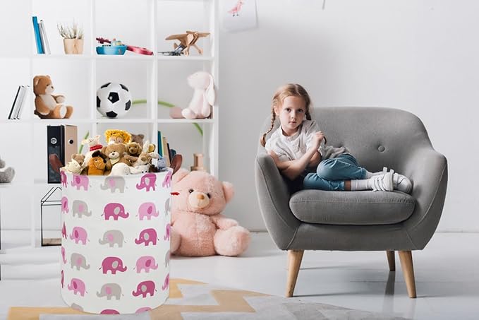 Elephant Laundry Hamper,Kids Laundry Basket Collapsible Boys Storage Baskets for Home,Office,Toy Organizer,Home Decor(elephants)