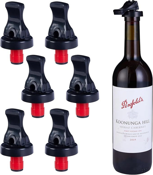 Wine Stopper，6 Pack Wine Stoppers for Wine Bottles，Plastic Vacuum Wine Bottle Stopper Wine Saver with Airtight Seal，Keep Wine Fresh Wine Bottle Sealer Set