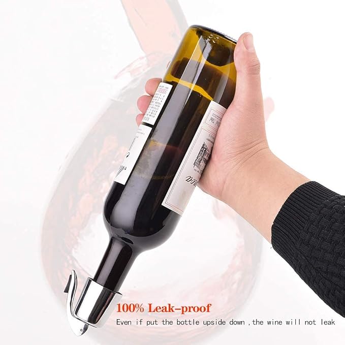 Wine Stoppers(2 PACK Bright)，Wine Bottle Stoppers Stainless Steel，Reusable Wine Saver，Wine Sealer Keeps Wine Fresh，Wine Bottle Plug With Silicone，Superior Leak-Proof，Best Gift