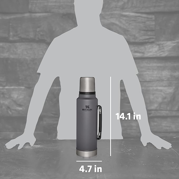 Stanley Classic Vacuum Insulated Wide Mouth Bottle -BPA-Free 18/8 Stainless Steel Thermos for Cold & Hot Beverages